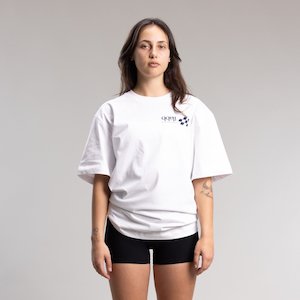 Clothing wholesaling: Checkered Box Block Tee Unisex WHITE