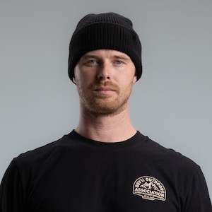 Merino 8" Fishermans Rib Beanie BLACK BLACK