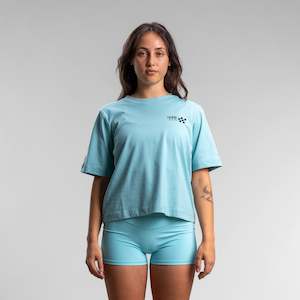 Checkered Box Relaxed Tee Women's AQUA