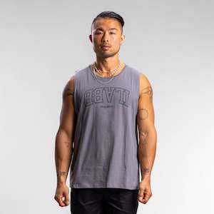 Clothing wholesaling: Varsity Line Block Tank Unisex GRANITE