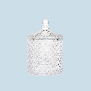 Clear Diamond Cut Candle Glassware (Medium Geo) - Illumina Candle Supplies