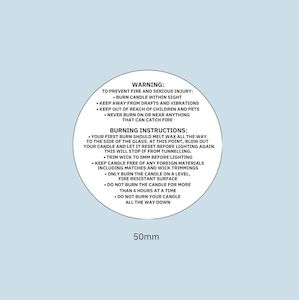 Wholesale trade: Candle Warning Label 5cm - Illumina Candle Supplies