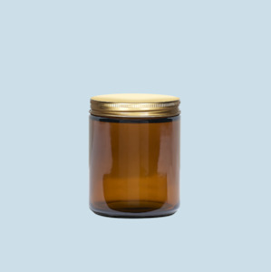 Amber Glass Candle Jar - Gold Lid x 250ml - Illumina Candle Supplies