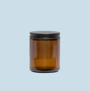 Amber Glass Candle Jar - Black Lid x 250ml - Illumina Candle Supplies