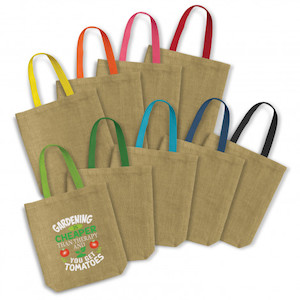 Thera Jute Tote Bag – Coloured Handles