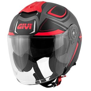 Open Face Helmets: Givi X22 scooter helmet - red/grey