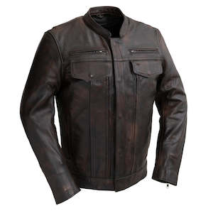 First MFG Co. Raider Men's Motorcycle Leather Jacket (Copper)