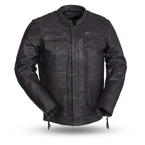 First MFG Co. Raider Men's Motorcycle Leather Jacket (Black)