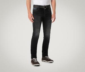 Motorcycle Jeans: PMJ Cafe Racer Man Jeans - black