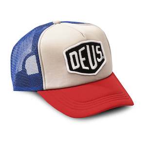 Motorcycle Casual Wear: Deus Baylands Trucker - Blue/Red