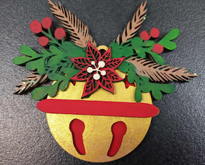 Imagine If Customisable MDF Christmas Bauble with Poinsettia