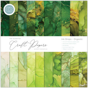 Products: Craft Consortium Double-Sided Paper Pad Ink Drops Organic 12X12 30Pkg