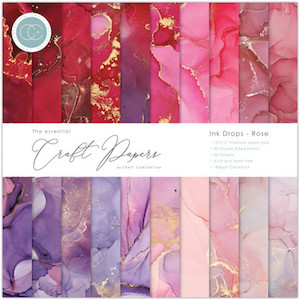 Craft Consortium Double-Sided Paper Pad Ink Drops Rose 12X12 30Pkg