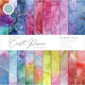 Craft Consortium Double-Sided Paper Pad Ink Drops Vivid 12X12 30/Pkg