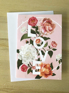 Storm Stationery LOVE Card Pink Flowers