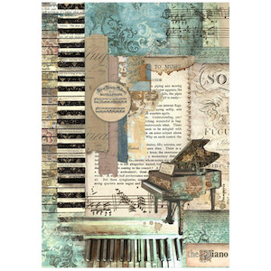 Stamperia Rice Paper Sheet A4 Piano Music