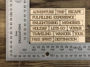 Adventure, Trip, Escape set of 14 words Chipboard