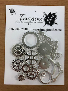 Assorted metal Cogs and clock hands