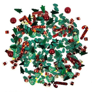 Buttons Galore Mix Upz Craft Embellishments 10g Jolly Holly