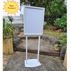 A2 White Poster Display Stand Twin Supports- Single Sided Snap Frame Sign Holder