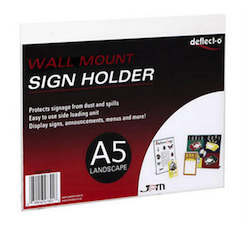 Product display assembly: A5 Landscape Acrylic Sleeve with holes screw mounting