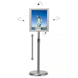 Freestanding Chrome A4 Adjustable Snap Frame Display Stand