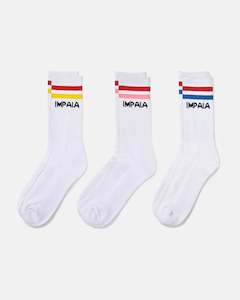 Impala Stripe Socks 3 Pack - Multi Coloured