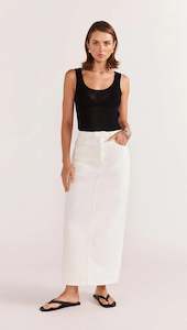 Innes Denim Midi Skirt - White