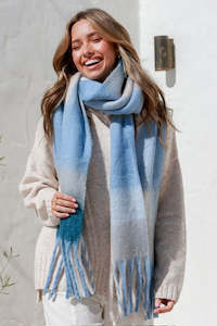 Millie Fringe Ombre Scarf - Blue