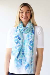 Lightweight Colour Burst Digital Print Scarf - Blue