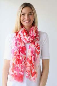 Lightweight Colour Burst Digital Print Scarf - Red