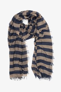 Navy & Taupe Stripe Scarf