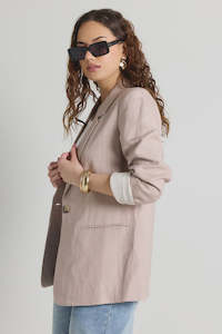 Atlantic Linen Blend Blazer - Mushroom