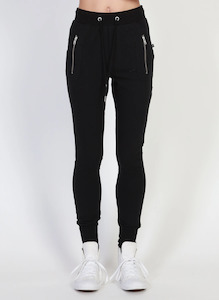 Escape Trackies - Black w Silver Zips