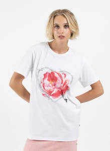 Rush Tee - Caged Rose - White