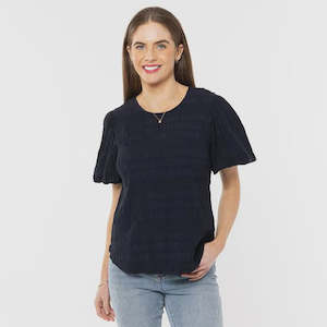 Carefree Top - Crinkle Navy