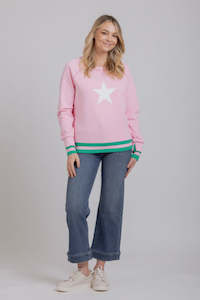 Mi Mosa: Contrast Sweat- Pink With Star