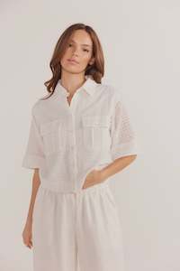 Frida Broderie Crop Shirt - Ivory