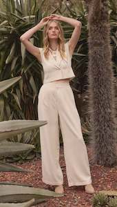 Mink Pink: Everly Wide Leg Pant -Crema