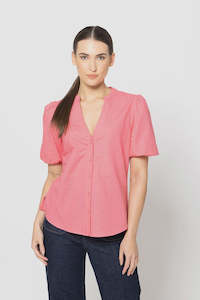 Perceptive Top -Coral Linen