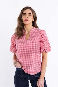 Vacation Top -Blush Gingham