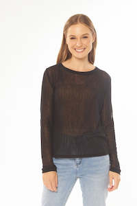 Staple L/S Mesh Top -Black