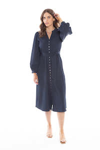 Contentment Midi Dress - Navy Ripple