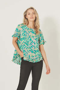 Madelaine Top - Teal Print