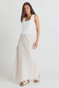 Summit Natural Tie Waist Bias Maxi Skirt - Natural