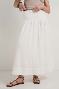 Unwind Shirred Back Maxi Skirt - Ivory