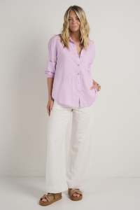 Optimum Linen Oversized Shirt - Lilac