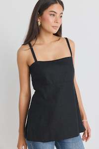 Sunkissed Split Hem Cami Top-Black