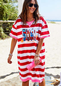 Stripe Beach Dress -Red/White