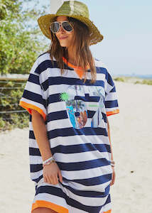 Stripe Beach Dress -Navy/White